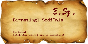Birnstingl Szénia névjegykártya